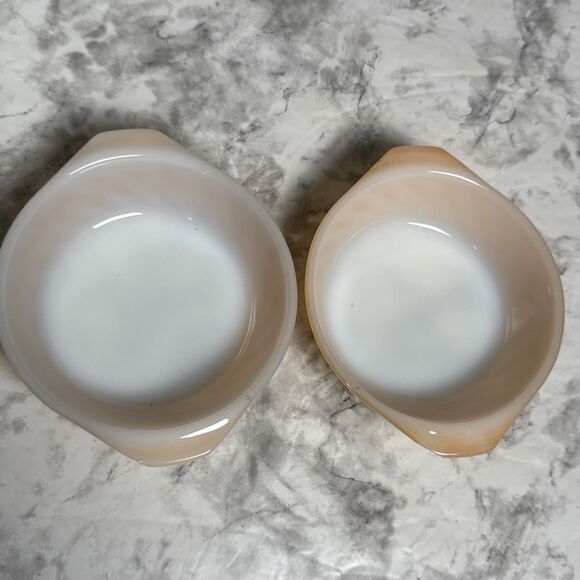 Fire King Peach Luster Vintage Teacup Small Bowls Mini Pie Lot of 4 - Picture 4 of 12